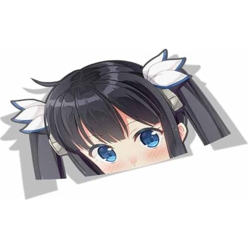 1 PCS Cartoon Car Sticker for Hestia Danmachi Peeker Peek Anime Vinyl JDM Window Trunk Bumper Car Accessories 13cm X 8.1cm