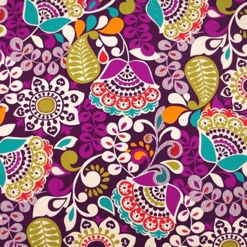 1 yard Cotton Woven Fabric for sewing pathwork, dress, cloth, bedding, hadmaking, Flowers, leaves and vines (width=140cm)