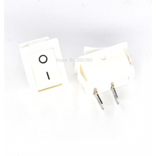 10PCS/LOT 15*21mm 2 Pin SPST ON/OFF Boat Rocker Switch 6A-10A 110V 250V KCD1-101 Snap-in White Rocker Switches 117S