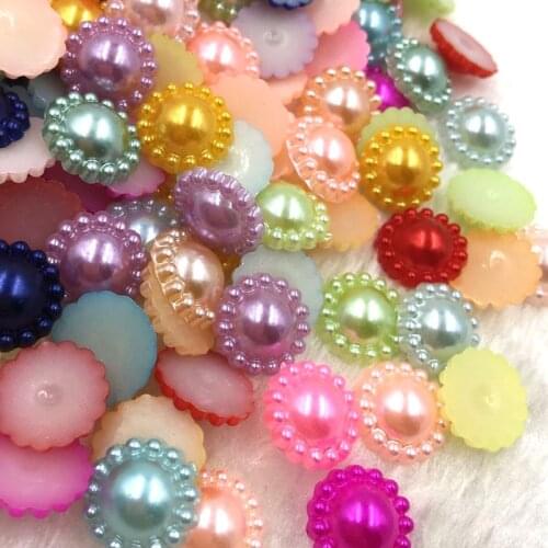 100pcs Mix Plastic Imitation Pearl Flatback No Hole Acessories 13mm P21