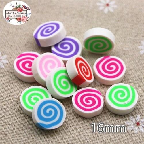 20PCS polymer clay circle candy multicolor Flatback Cabochon Miniature Food Art Supply Decoden Charm Craft 23x30mm