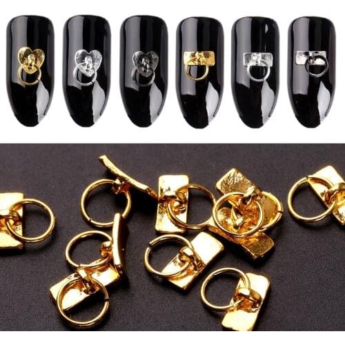 20pcs/pack 3d Gold silver Metal Nail Art Sticker Decoration Heart Design Tiny Slice DIY Nail Accessories