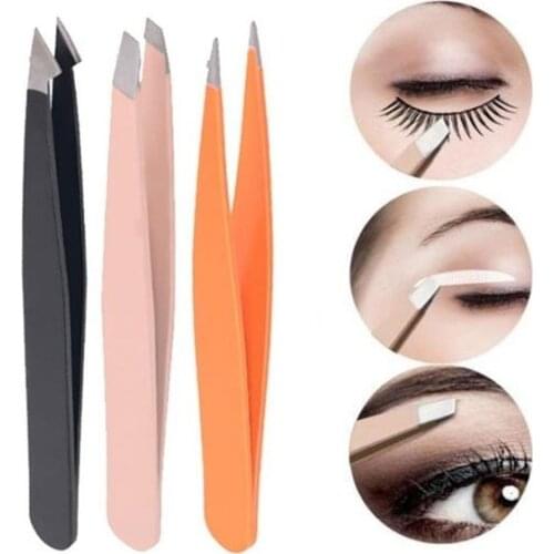3Pcs Point Slant Knife Tip Eyebrow Removal Tweezers Eyelashes Extension Tools
