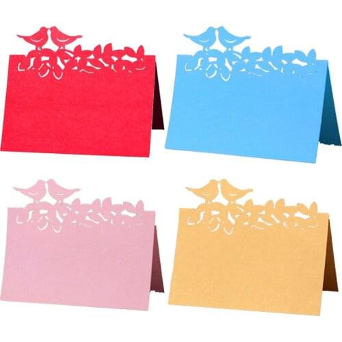 50pcs Laser Cut Cute small Bird Table Name Place Card Guest Message Setting Card Wedding Event Christmas Party Favor Decorations