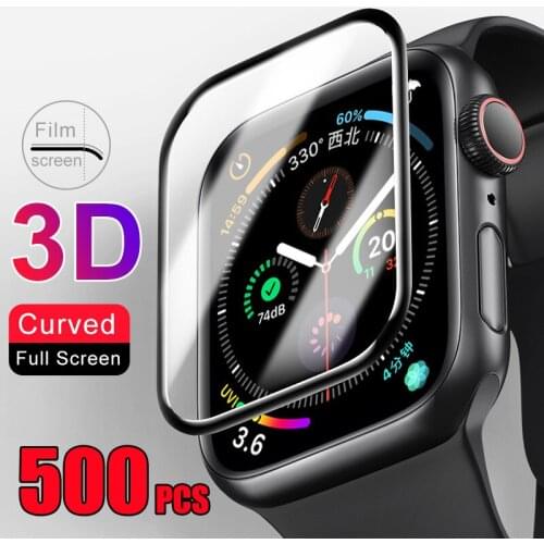 500pcs 3D Curved Tempered Glass Screen Protector Full Coverage Film Guard For Apple Watch 38mm 40mm 42mm 44mm Series 6 5 4 3 2