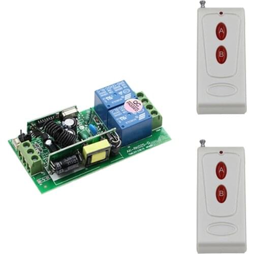 Free Shipping Wireless Remote Control AC85V-250V 2CH 10A Relay Switch With Case Learning Code 2 LED Lamp Control Switch