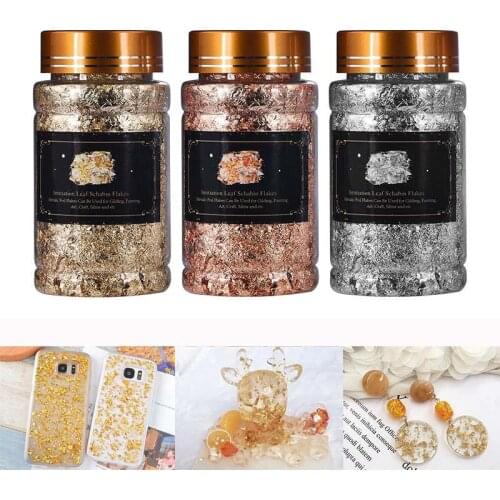 Shiny Gold Leaf Flake Resin Epoxy Mold Filling Nail Art Decoration DIY UV Resin Jewelry Making Silver Gold Foil Paper Fillings