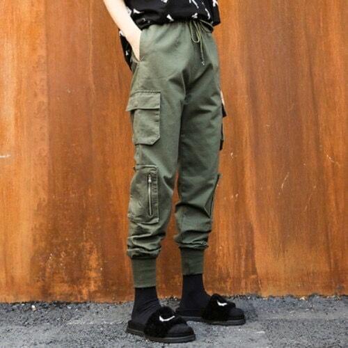 Harajuku Ribbon Cargo Pants Women Plus Size Joggers Winter Sweatpants Trousers Black Loose Wide Leg Sweat Pants Femme