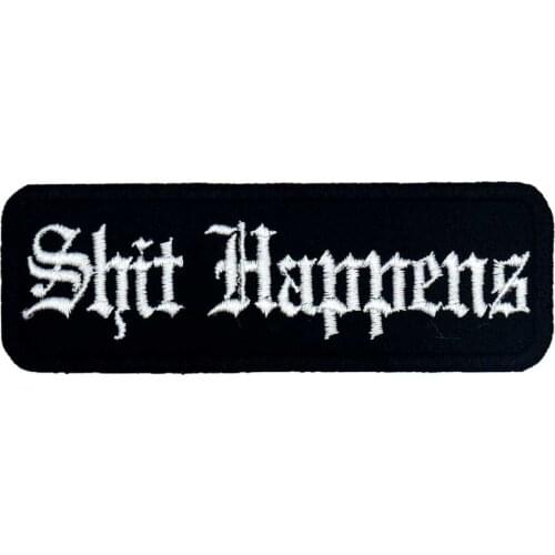 HAPPENS Name Tags Embroidered Applique Sewing Label Punk Biker Patches Clothes Stickers Apparel Badge