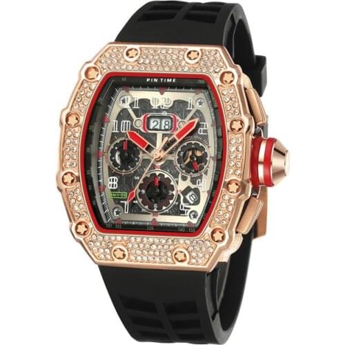 Hip Hop Diamond Watch Men Sport Chronograph Mens Watches Top Brand Luxury Gold Military CLock Relogio Masculino Zegarek Meski