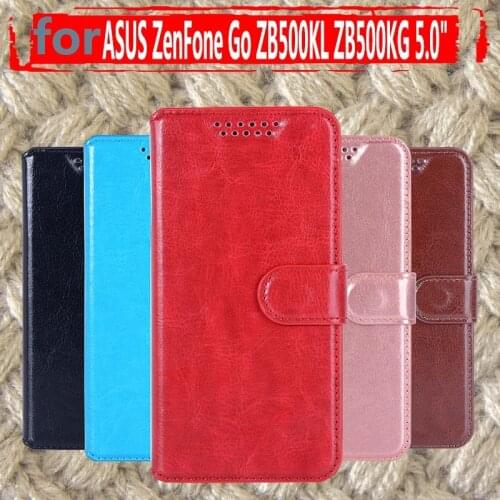 Book Flip Covers On ZB500KL PU Leather Cases For Asus ZenFone Go ZB500KL ZB500KG ZB 500KL Cases Wallet Stand Slot Full Housing