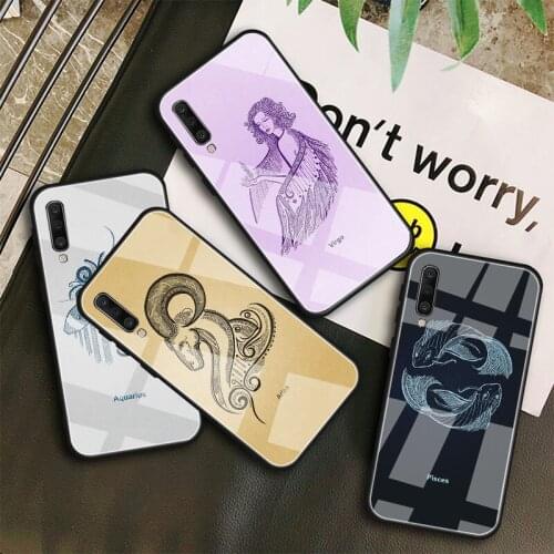 12 constellation Tempered Glass Case For Samsung Galaxy A10S A10E A20S A20E A30S A40 A50S A60 A70 A80 A90 A6 A7 A8 Shell