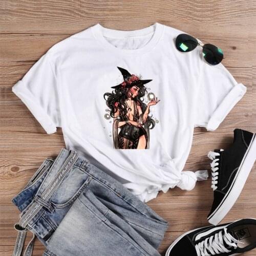 Colored Gothic Inktober Light Witch t-shirt women funny 100% Cotton street style graphic hipster unisex Fashion tee top tshirt