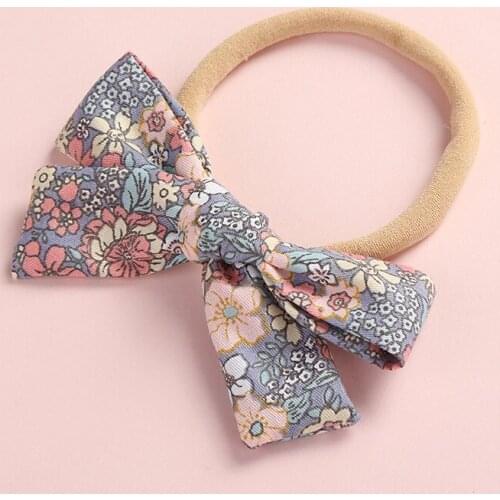Baby Headband Cotton Girls Hair Bows Head Bands Floral Printing Infant Nylon Hairbands Stretchy Newborn Spring Hair Accessories