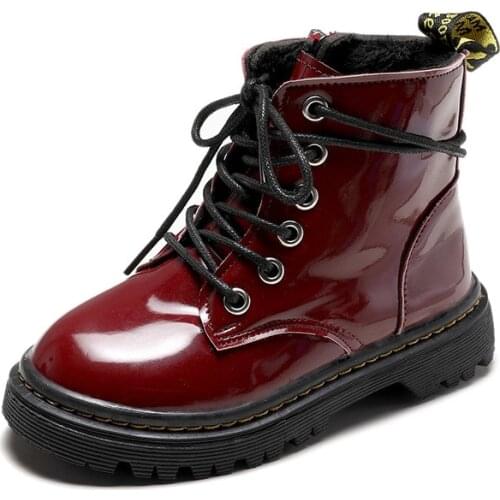 SKOEX NEW 2020 Girls Leather Boots Boys Shoes Spring Autumn PU Children Boots Fashion Toddler Kids Warm Winter Boot