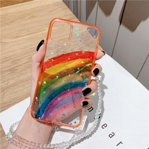 For iPhone 12 Pro max Rainbow case shell gradient For iPhone 11 7 plus 12 mini glitter candy transparent shell