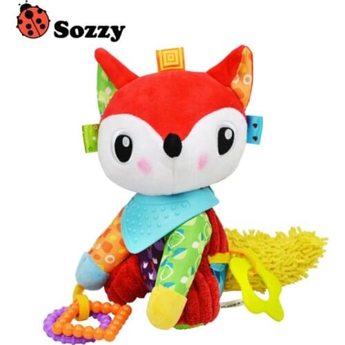 Sozzy Cute Baby Musical Mobile Crid Bed Toys Newborn Fox Plush Stuffed Rattles Stroller For Baby Toys 0-12 months The Bed Bell