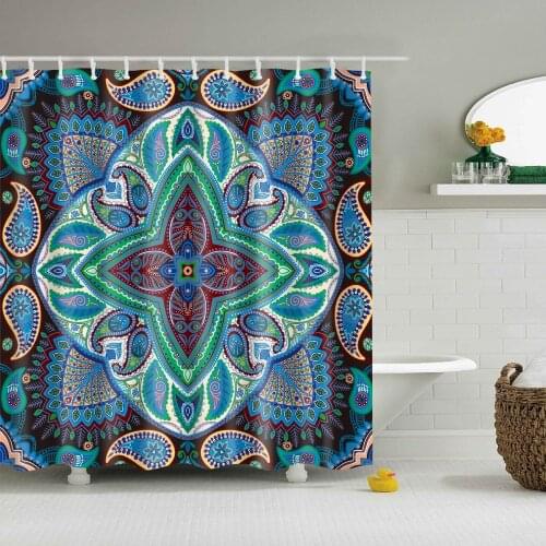 Nordic Style Bohemian Style Geometric Shower Curtains Frabic Waterproof Polyester Geometry Bathroom Curtain With Hooks 180x180cm