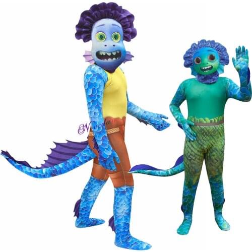 New 2021 Sunny Day Cosplay Luca Costume Kids Luka Sea Monster Birthday Party Halloween Fancy Dress Suit