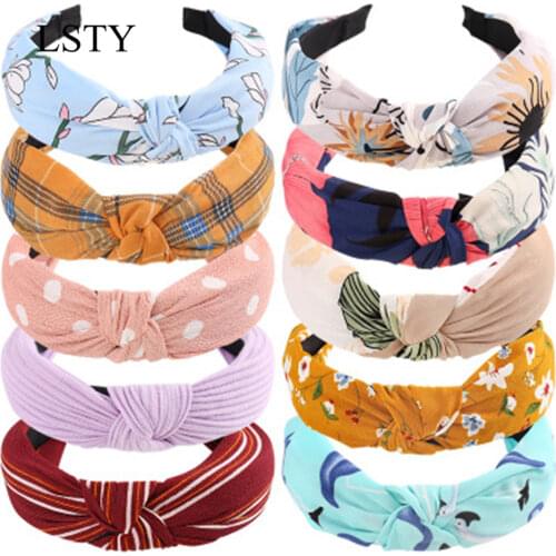 4Pcs/set New Fashion Creative headwear Korean hairwrap Small fresh headband cross knotted headdress sweet fabric hair accessory