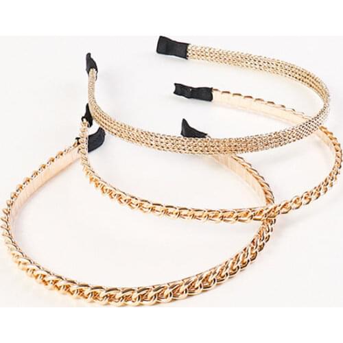 2021 new Fashion Gold Chains Hair Bands Hoop For Women Headband Hairband Girls Hair Accessories Elegant Chic Hair Ornament