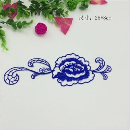 Wholesale 20pcs 25*8cm Embroidered Sewing On Patch Iron-On Patch Stickers For Clothes Sewing Fabric Applique Supplies YH151