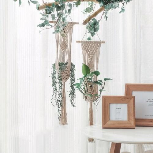 Woven Cotton Rope Hanging Basket Wall Mounted Bohemia Flower Pot Accessories Indoor Garden Supplies