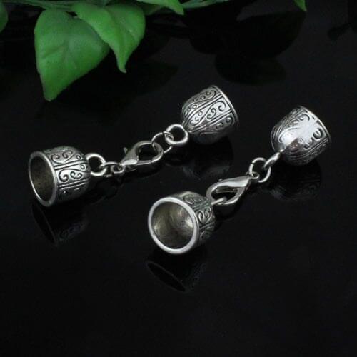 Fit 10mm Cord Fashion Zinc Alloy Cord End Caps Set for Necklace Bracelet Connectors Clasp Total Length:55mm 10sets/lot K05218