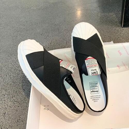 Popular Shell Head Daisy Half Slippers Female 2021 New Summer Sneakers Thin Section Lazy One Pedal Thick Bottom Sports Sandals
