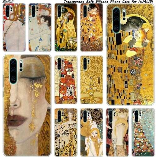 Hot The Kiss By Gustav Klimt Soft Silicone Phone Case for Huawei P30 P20 Pro P10 P9 P8 Lite 2017 P Smart Z Plus 2019 NOVA 3 3i
