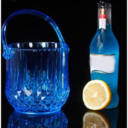 1pcs Bucket Transparent Round Wine Bucket with Removable Handle for Restaurant KTV Bar Acrylic RERI889