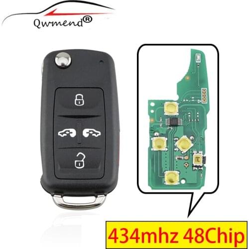 4+1 5 Buttons Remote Car Key for VW 434mhz ID48 Chip ASK for VW Volkswagen Sharan Multivan Caravelle for VW Key