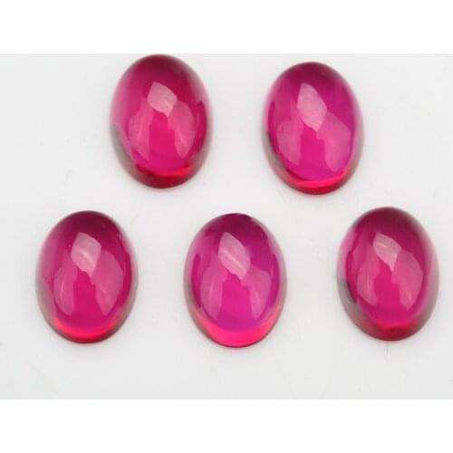 Size 3x5~10x14mm 5# Red Oval Shape Cabochon Synthetic Corundum Stone
