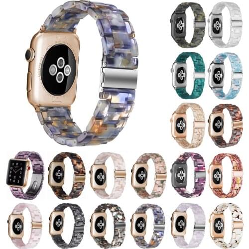 Resin Strap For iWatch Series 4 42mm 44mm Stainless Steel Metal Buckle Bracelet For Apple Watch Series 1 2 3 38mm 40mm Wristband