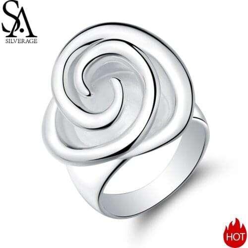 SA SILVERAGE 2021 925 Sterling Silver Rose Wedding Rings for Women Fine Jewelry 925 Silver Big Flower Rings Band Rings Anillos