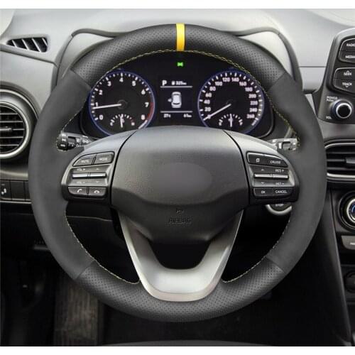 DIY Hand-stitched Customization Anti-Slip Wear-Resistant Steering Wheel Cover For Hyundai Kona 2017-2020 Car Interior Decoration