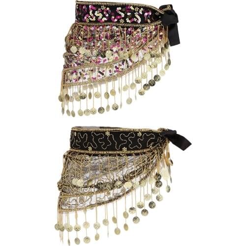 Fashion Belly Dancing Coins Hip Scarf Sequins Waist Chain Charms Skirt
