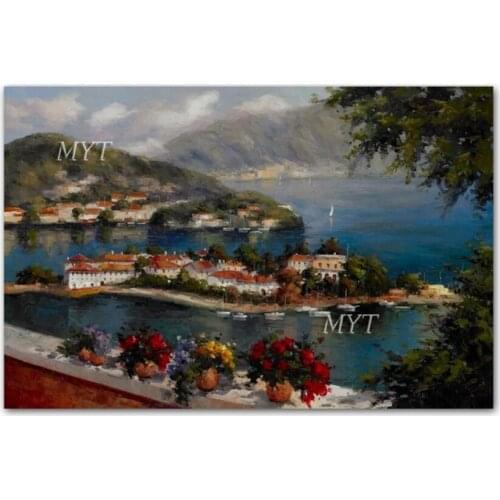 Mediterranean Scenery Oil Painting Wall Pictures 100% Hand Painted Seaside Canvas Art Paintings Artwork Wall Decoration Pieces