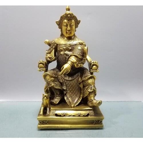 Wedding decoration China Lucky China Seikos red bronze Erlang Statue Carving a statue of the three eyes of Erlang Divine Dog