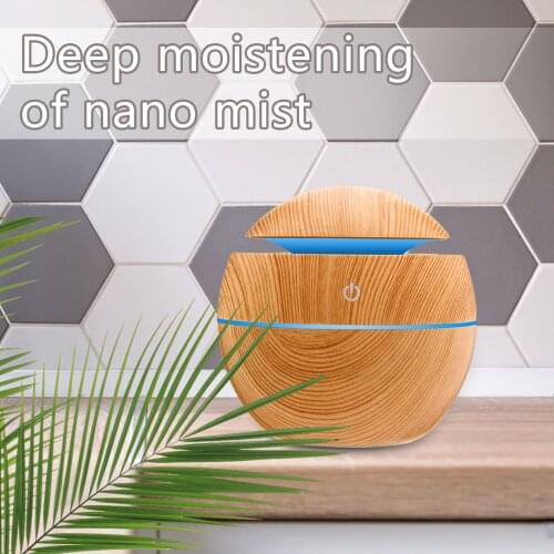 Usb Air Humidifier Electric Aroma Diffuser Mist Wood Grain Oil Aromatherapy Mini Have 7 Led Light For Car Home Office#dg4