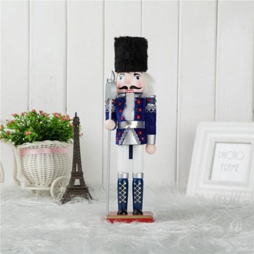 Vintage Wooden Nutcracker Soldier Figures Model Wind Up Music Box Home Ornaments