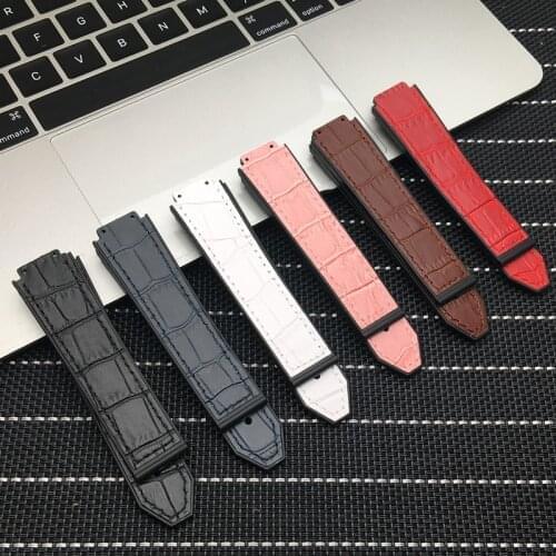 Top quality ladies 21mmx15mm Leather Strap Rubber Strap for Hublot strap rubber strap waterproof sports watch accessories