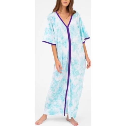 Tie-dye print bohemian dress women 2020 new Middle East Large Size loose beach Dresses V-neck Holiday summer Dress Robe