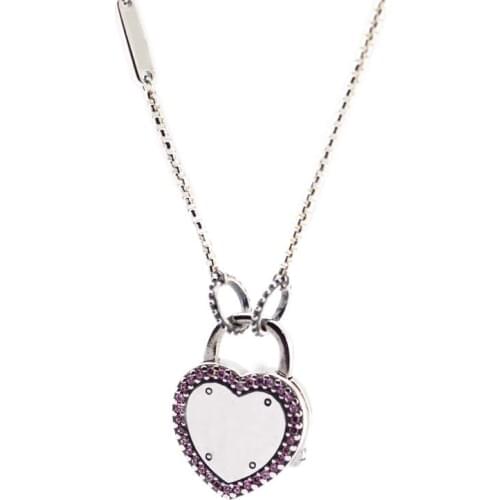 Lock Your Promise Necklace 925 Sterling Silver Heart Collares Pendant Necklaces for Women Fine Jewelry Accessories Bijoux