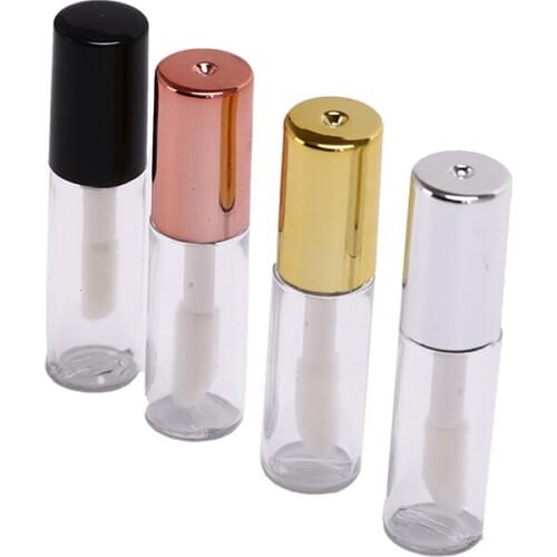 10PCS/lot Mini Empty Transparent PE Lip Gloss Tubes Plastic Lip Balm Tube Lipstick Mini Sample Cosmetic Container With Gold Cap