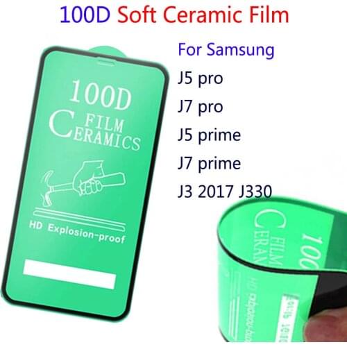 50Pcs\Lot 100D Full Cover Soft Ceramic Tempered Glass For Samsung J5 J7 pro J5 J7 Prime J3 2017 J330 Screen Protector Film