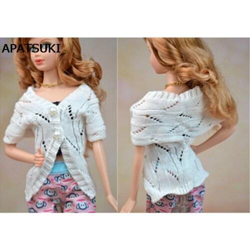 Handmade Doll Accesssories Knitting Sweater Coat For Barbie Doll House Outfit Casual Wear Clothes For 1/6 BJD Doll