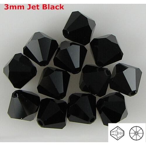 Free Shipping! 720pcs/Lot, AAA Chinese Top Quality 3mm Black Crystal Bicone Beads
