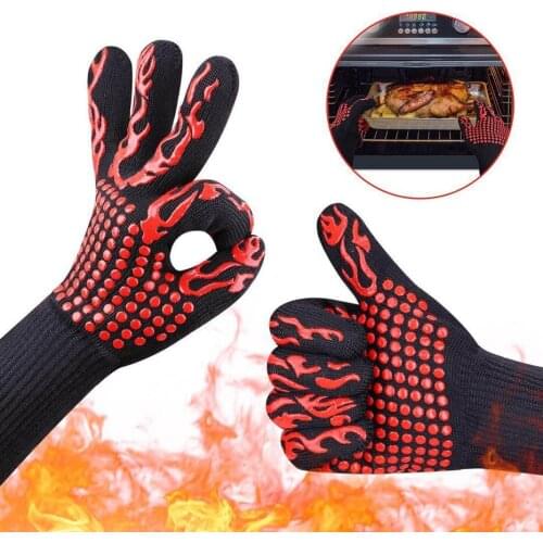 One Piece Grilling High Temperature Resistant Oven Mitts 500 800 Degrees Fireproof Barbecue Heat Insulation Microwave Gloves