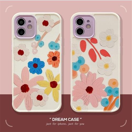 2021 Precision Plating Case For iPhone 12 Mini/11/12Pro Max XR XS Max Straight TPU Oil Flower Cover For iPhone SE 7 8Plus Phone